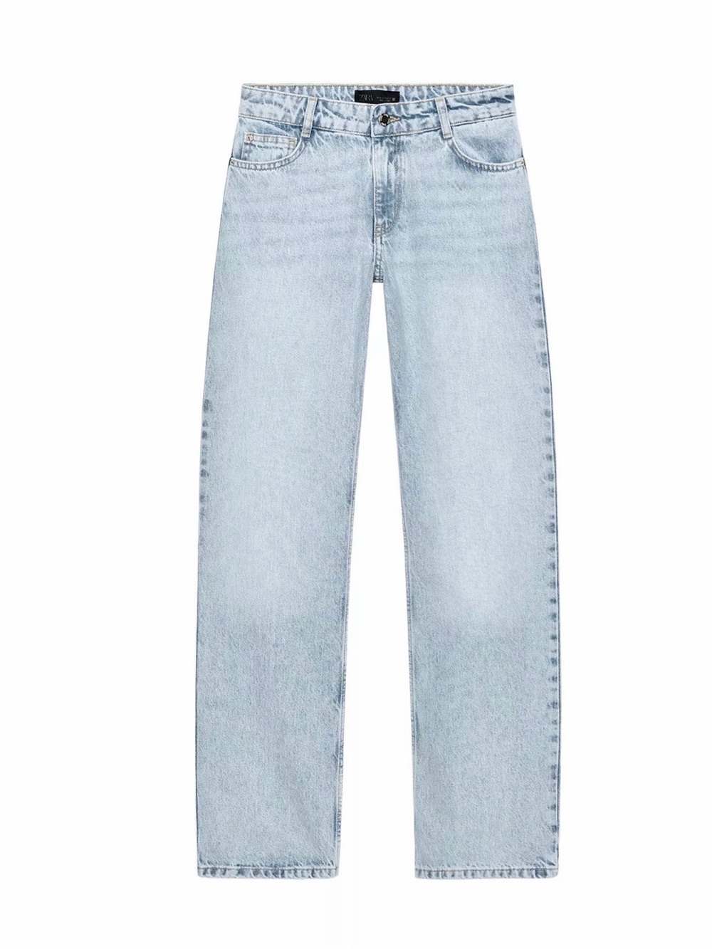 Zara Light Blue Women's Low-rise Straight-Leg Jeans, 27